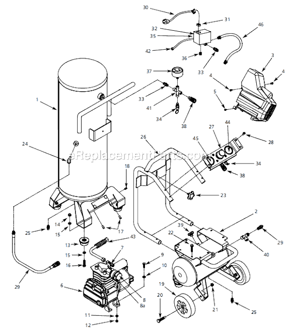Page A Diagram and Parts List for HL4420 2007 Campbell Hausfeld Compressor